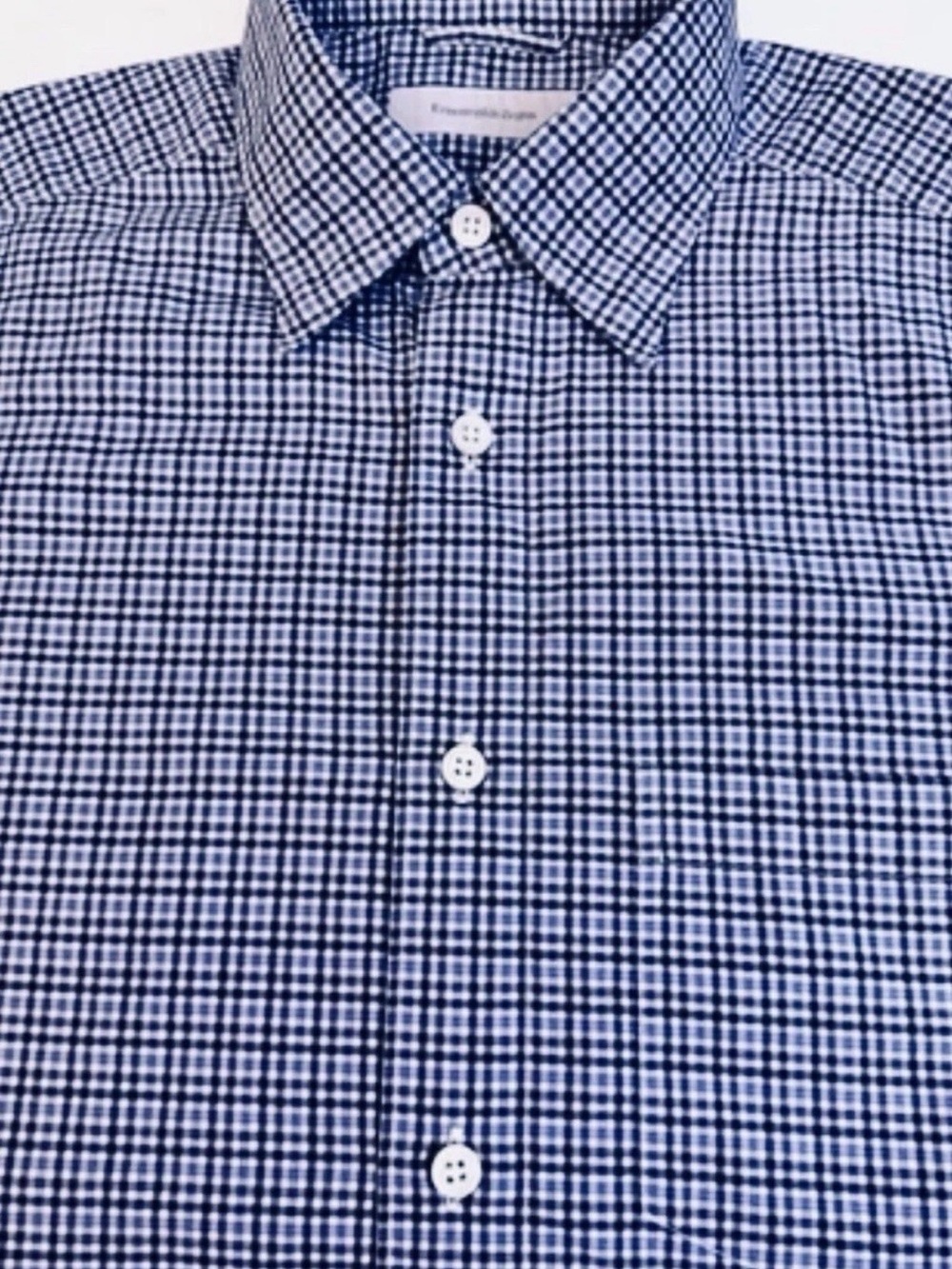 $325 ERMENEGILDO ZEGNA Shirt Mens M Button Down Gingham Check Cotton Turkey EUC - Picture 12 of 16